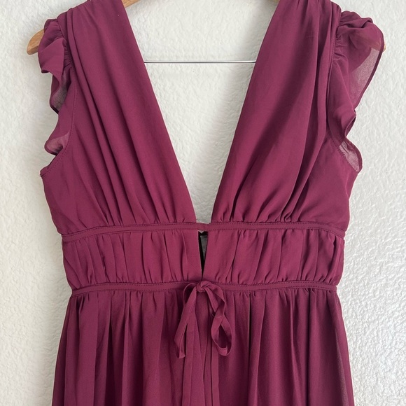 NWOT I’m All Yours Burgundy Ruffled Maxi Dress - Picture 8 of 9